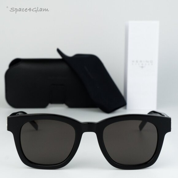 Saint Laurent Men Sunglasses Black Grey Square SLM124 001 BRAND NEW - Picture 1 of 8
